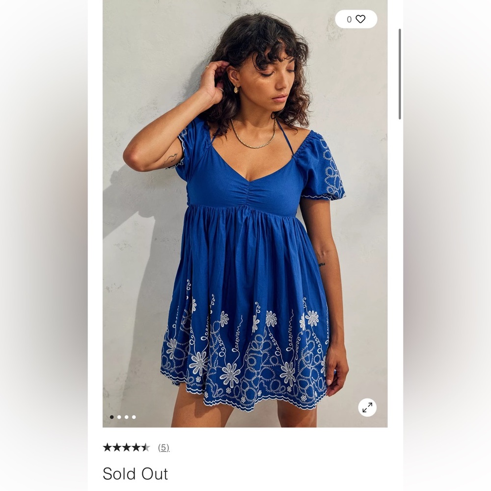 Urban Outfitters Shiloh Embroidered Babydoll Mini Dress
